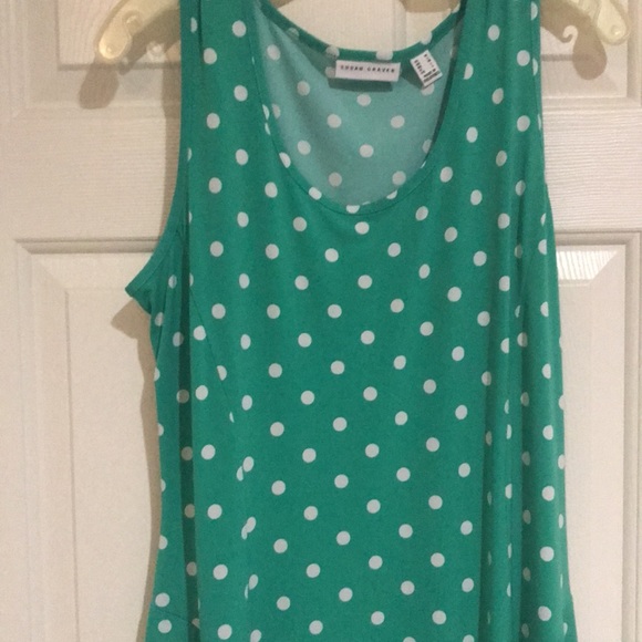 Green spring like sleeveless dress. Size medium. - Picture 3 of 5